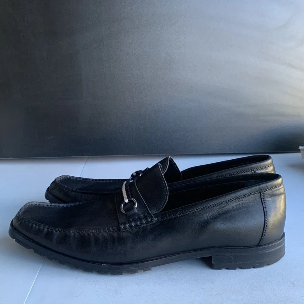 Bally Marano Webbing Bit Driving Loafer Shoes Mens 11.5 D Black Leather Slip On